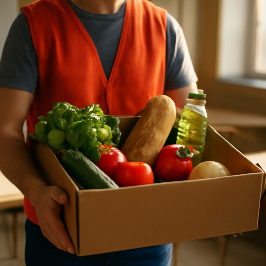 Benevole aide alimentaire panier France